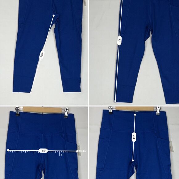 New Women Leggings Large High Waist Navy Blue Side Pocket All Day Comfort New - Picture 13 of 16